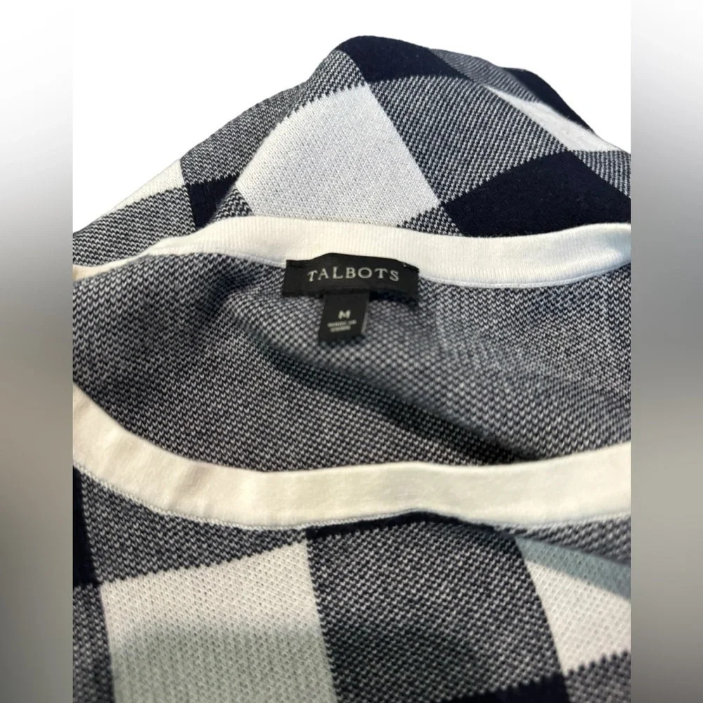 EUC Old Money Talbots Checked Sweater 3/4 sleeve with bows Med Preppy MUST - Picture 8 of 8